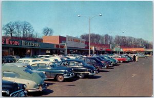 VINTAGE POSTCARD ROWS AND ROWS OF CLASSIC CARS PARKED AT HAMDEN CONNECTICUT