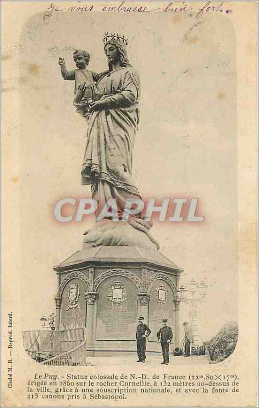 Old Postcard Le Puy Colossal statue of Our Lady of France