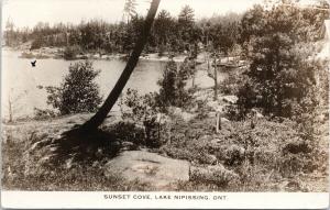 Sunset Cove Lake Nipissing Ontario ON c1935 Real Photo Postcard F5