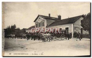 Old Postcard Contrexeville La Gare Caleche Horses