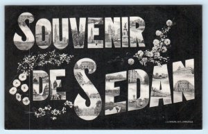 Large Letter SOUVENIR de SEDAN, FRANCE ~ ca 1910s Multi View Postcard