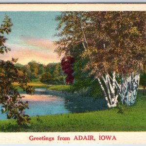 c1940s Adair, Iowa Greetings from Souvenir Stock Custom Linen Postcard IA A264