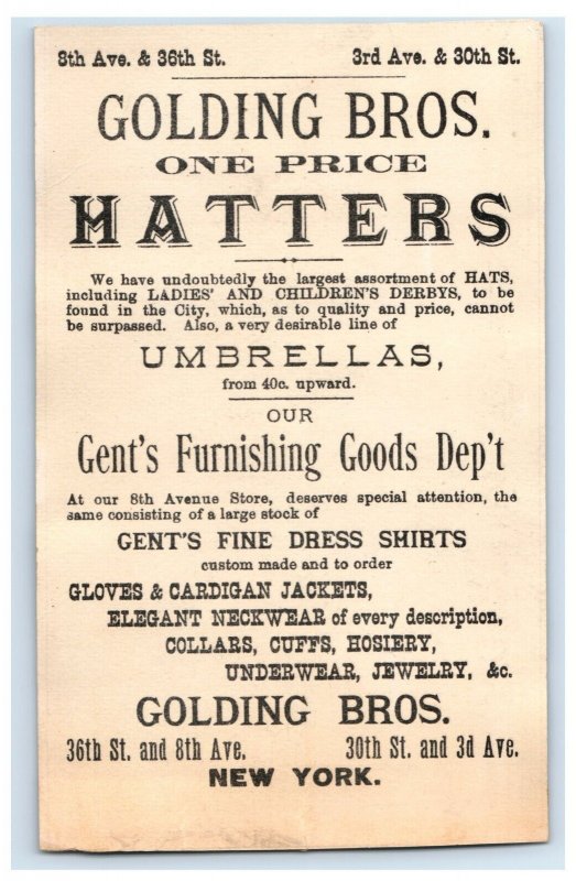 1870s-80s Golding Bros. Hatters Men In Top Hats Tug-Of-War #V