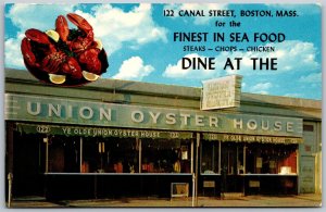 Vtg Boston Massachusetts MA Union Oyster House Canal Street Postcard