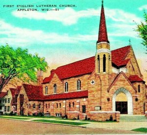 First English Lutheran Church Appleton Wisconsin WI UNP 1920s Vtg Postcard