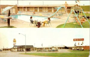 Waco, TX Texas  SANDMAN MOTEL Pool~Swing Set  ROADSIDE  1977 Chrome Postcard