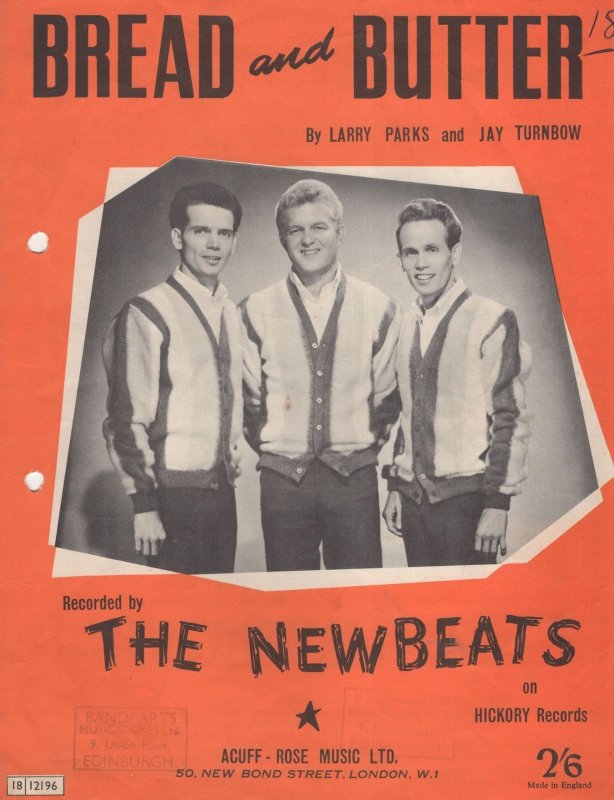 The Newbeats Bread & Butter Hickory Records Sheet Music