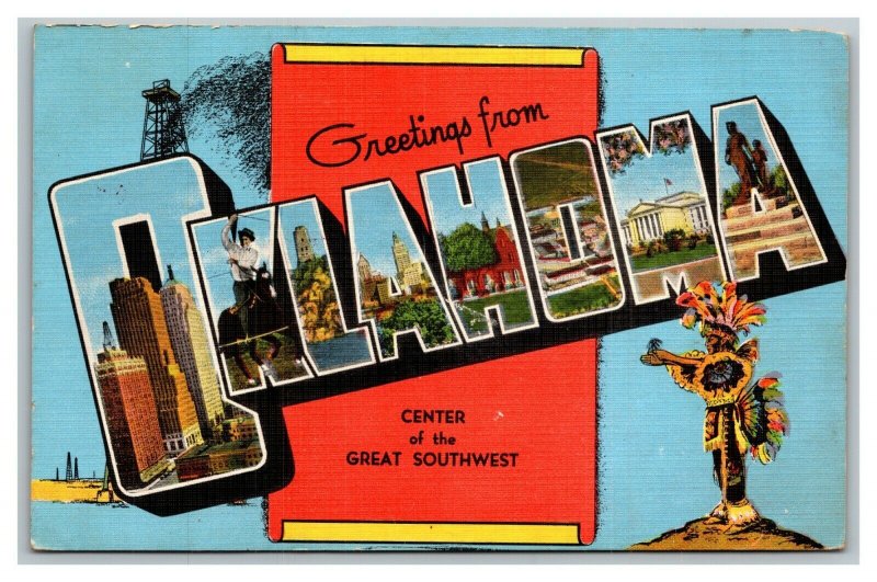 Vintage 1940's Postcard Greetings From Oklahoma Great Southwest - City Views