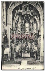 Old Postcard Lourdes Basilica Interior