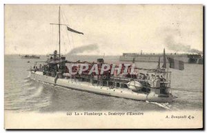 Old Postcard The Flamberge warship destroyer squadron