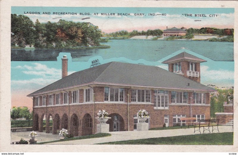 GARY, Indiana, 1935, Lagoon and Recreation Building at Miller Beach