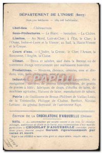 Old Postcard MAPS Chocolaterie d & # 39Aiguebelle Argenton Indre and Creuse