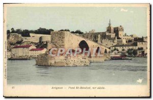 Old Postcard Avignon Pont St Benezet XII century