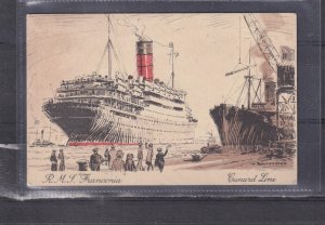 GREAT BRITAIN, RMS FRANCONIA, CUNARD LINE,  c1930 ppc., unused.