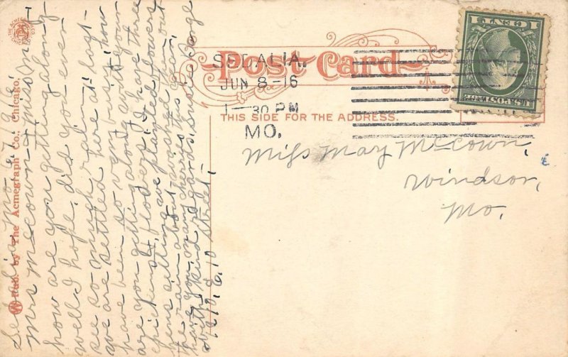 SEDALIA,  MO  Missouri      HIGH SCHOOL   Pettis County        1916 Postcard