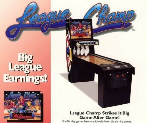 League Champ Shuffle Alley Arcade Game Flyer 1996 Promo Artwork 8.5 x 11