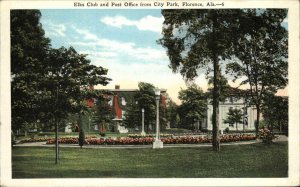 Florence Alabama AL Elks Club Post Office Fraternal c1920s-30s Postcard