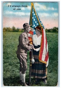 1918 Couple Soldier Romance I'll Always Think Of You Trenton NJ Antique Postcard