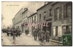 Old Postcard Caen Rue d'Auge Child Velo Cycle Army TOP