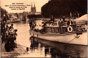 France Quimper Depart du Bateau automobile Terfel Vintage Postcard C017