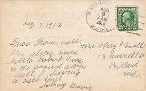 Machiasport ME West Side View Shoreline 1913 Real Photo Postcard