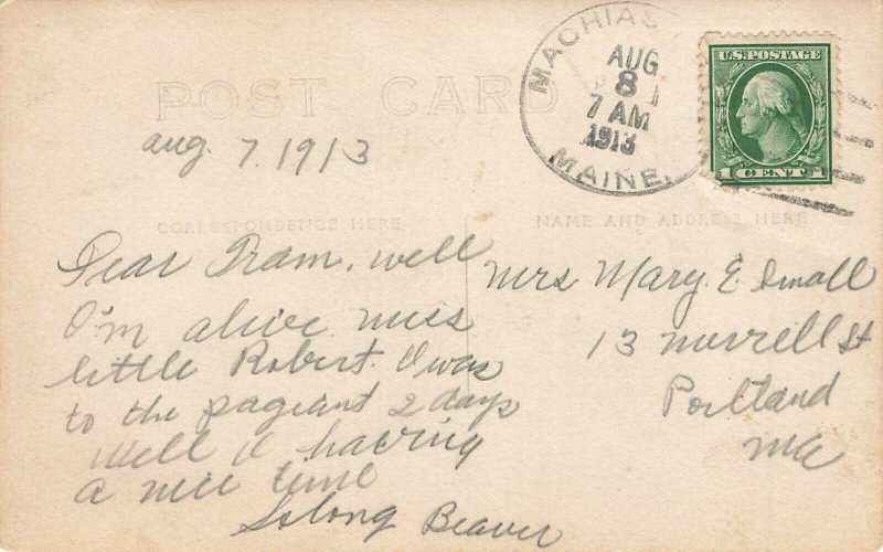 Machiasport ME West Side View Shoreline 1913 Real Photo Postcard