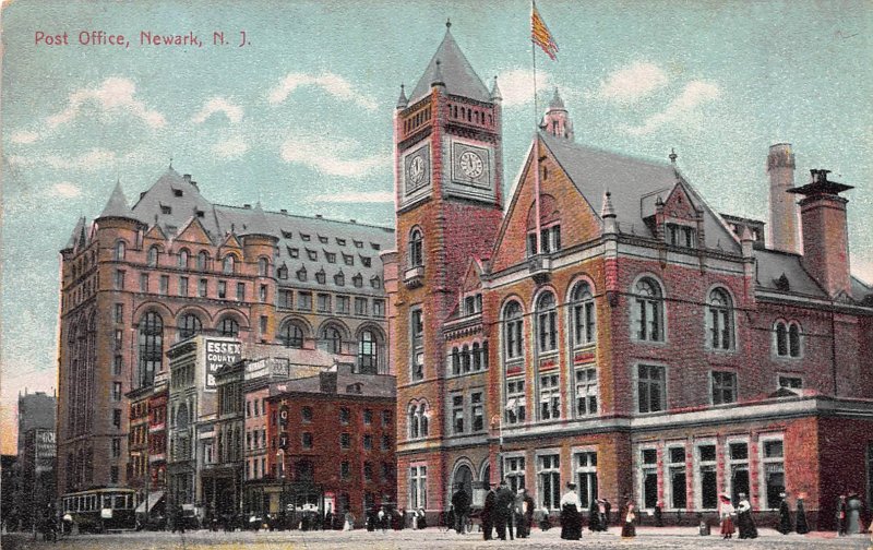 Post Office, Newark, New Jersey,  Early Postcard, Unused