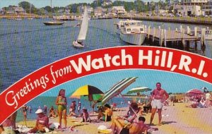 Rhode Island Watch Hill Greetings From Watch Hill Harbor Beach Scene