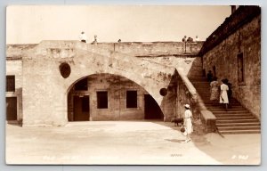 Fort Marion St Augustine FL RPPC Wwith Tourists Real Photo Postcard G22