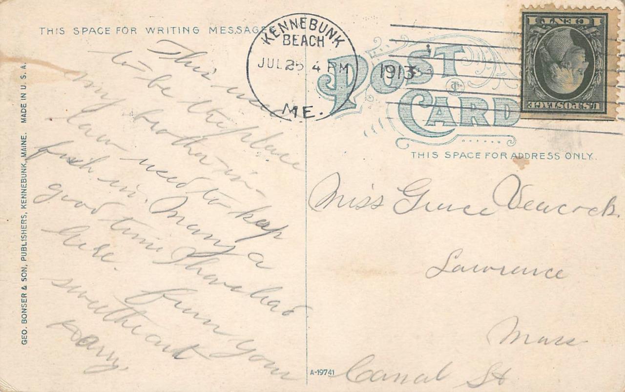 Cove, Kennebunk Beach, Maine York County 1913 Antique Postcard United States Maine Other
