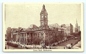 MELBOURNE, Victoria Australia ~ TOWN HALL ca 1920s Street Scene Postcard