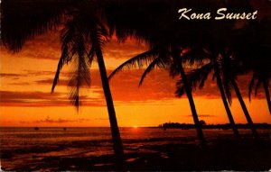 Hawaii Kona Beautiful Sunset Across Kailua Bay 1968