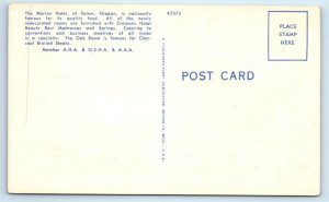 SALEM, Oregon OR ~ Roadside MARION HOTEL c1940s Linen Postcard