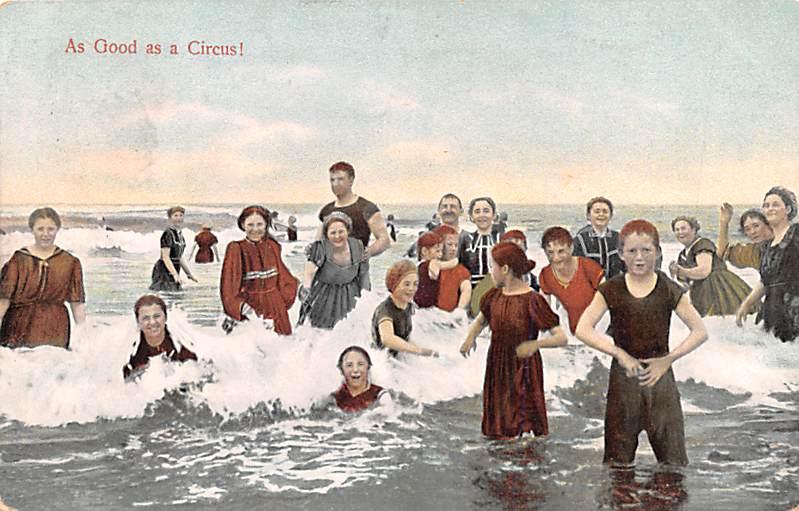 Post Card Old Vintage Antique People at the Beach 1909