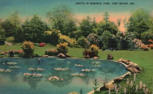 Vintage Postcard 1930's Grotto in Memorial Park Fort Wayne Indiana