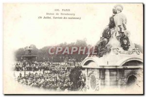 Old Postcard Paris Statue of Strasbourg July 14 the & # 39arrivee crowns