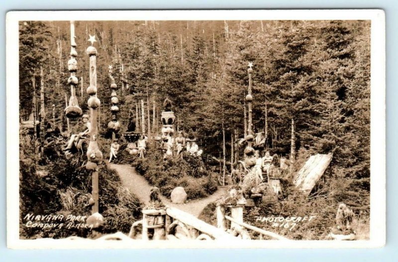 RPPC  CORDOVA, Alaska AK ~ NIRVANA PARK  Fanciful BURLS etc ca 1930s Postcard