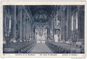 STE. ANNE DE BEAUPRE, Quebec, Canada, 1900-1910's; Interior Of Basilica