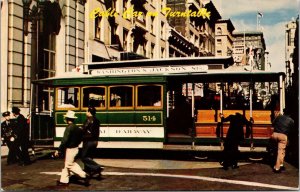 San Francisco California Downtown Cable Car On Turntable Chrome Postcard 