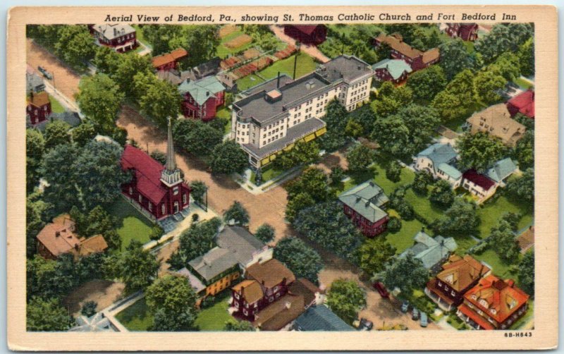 Showing St. Thomas Catholic Church & Bedford Inn - Aerial View of Bedford, PA 