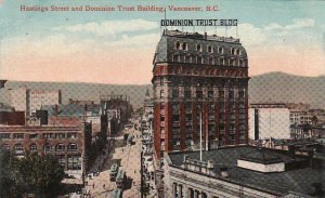 Postcard Hastings Street and Dominion Trust Building Vancouver BC Canada