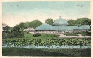 Vintage Postcard 1920's Glasglow Botanical Gardens End Of Glasgow Scotland UK