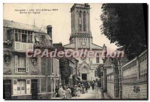 Old Postcard Villers sur Mer Exit From I'Eglise