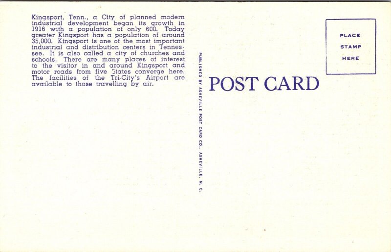 US Post Office Kingsport TN Tennessee Linen Postcard UNP VTG Unused Vintage