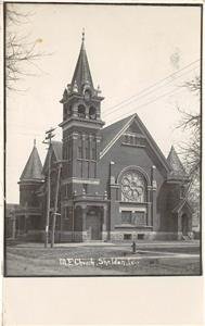 RPPC M.E. Church Sheldon, Iowa 1908 Vintage Real Photo Postcard