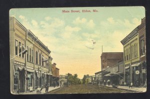 ELDON MISSOURI DOWNTOWN MAIN STREET SCENE DIRT STORES VINTAGE POSTCARD