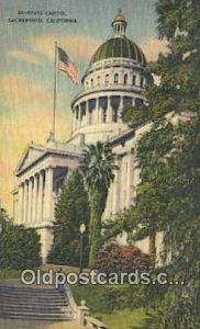 Sacramento, CA, CA State Capital USA 1951 light indentation in card, postal u...