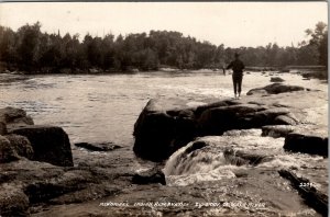 Wisconsin Big Eddy on Wolf River Menominee Indian Reservation Postcard W16