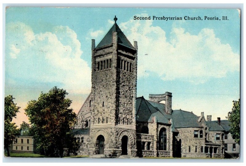 1915 Second Presbyterian Church Chapel Exterior Peoria Illinois Vintage Postcard