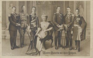 German royal couple Kaiser Wilhelm II & Victoria Luise with sons royalty Germany